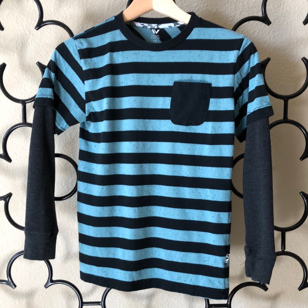 Shaun White Kids Striped Long Sleeve Shirt - Blue and Black